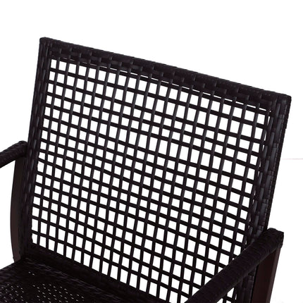 3 Piece Rattan Bistro Set with Rocking Armchairs - Brown