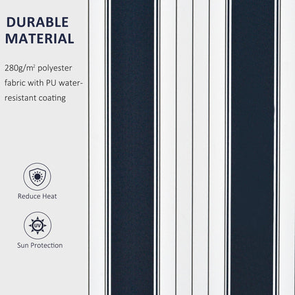 Manual Retractable Patio Awning Sun Shade Shelter 2.95m Projection - Blue and White