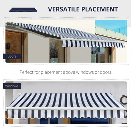 Manual Retractable Patio Awning Sun Shade Shelter 2.95m Projection - Blue and White