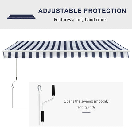 Manual Retractable Patio Awning Sun Shade Shelter 2.95m Projection - Blue and White
