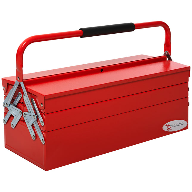 Metal Tool Box 3 Tier 5 Tray Professional Portable Storage Cabinet Workshop Cant