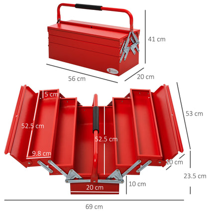 Metal Tool Box 3 Tier 5 Tray Professional Portable Storage Cabinet Workshop Cant
