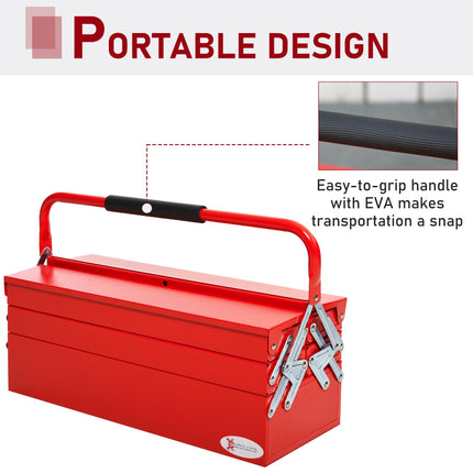 Metal Tool Box 3 Tier 5 Tray Professional Portable Storage Cabinet Workshop Cant