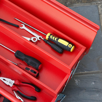 Metal Tool Box 3 Tier 5 Tray Professional Portable Storage Cabinet Workshop Cant