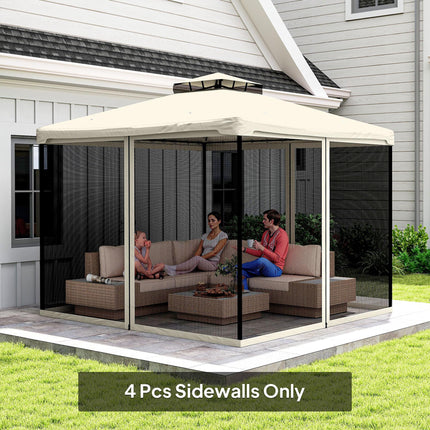 Universal 302x207cm Replacement Mesh Sidewall Netting for Patio Gazebos & Canopy Tents - Beige