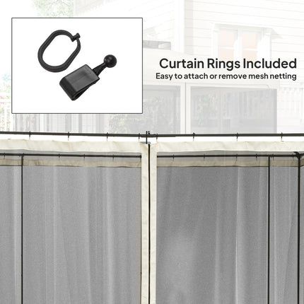 Universal 302x207cm Replacement Mesh Sidewall Netting for Patio Gazebos & Canopy Tents - Beige