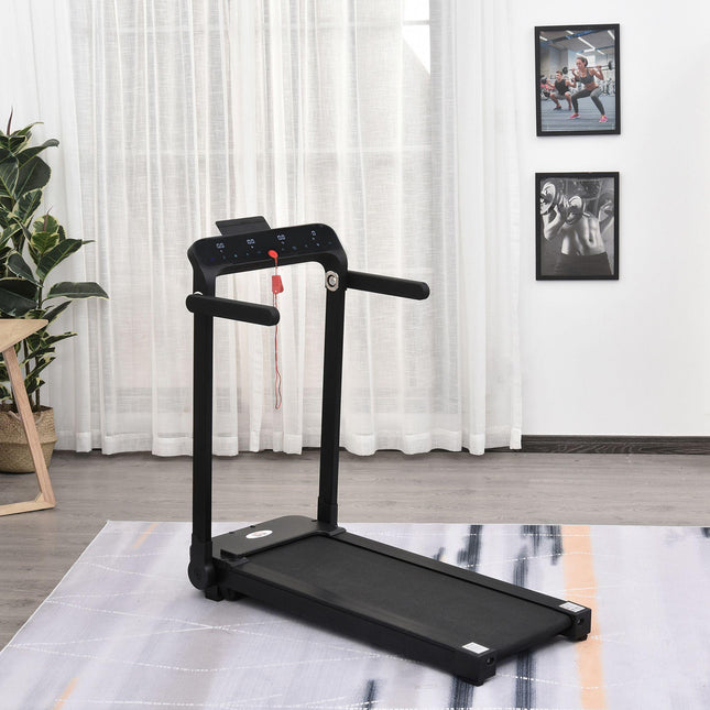 Foldable Motorised Treadmill 600W with LCD Monitor - Black