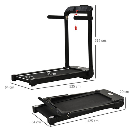 Foldable Motorised Treadmill 600W with LCD Monitor - Black