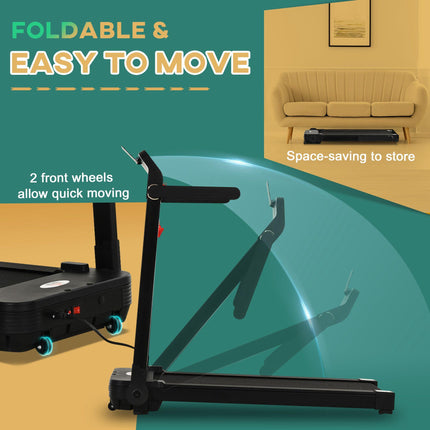 Foldable Motorised Treadmill 600W with LCD Monitor - Black