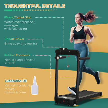 Foldable Motorised Treadmill 600W with LCD Monitor - Black