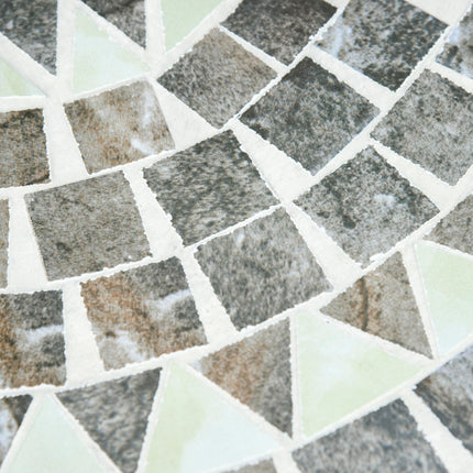 Round Mosaic Garden Table with Metal Frame 60cm - Grey/Black