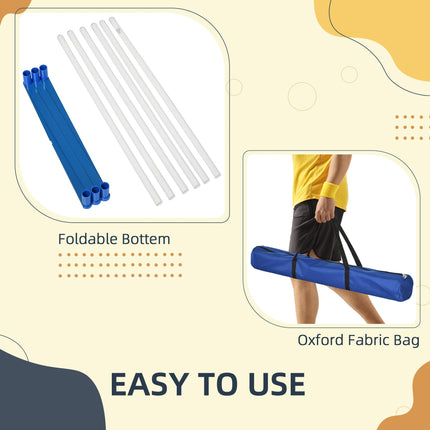Adjustable Dog Agility Training Obstacle Course Set with Weave Poles and Storage Bag - White & Blue