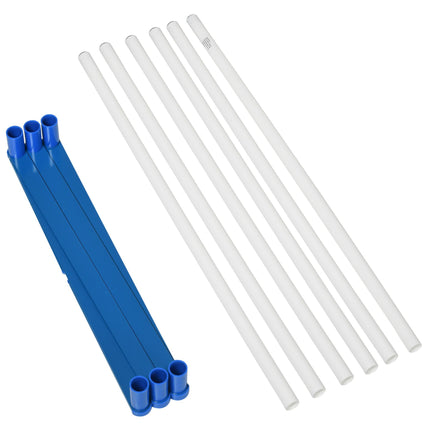 Adjustable Dog Agility Training Obstacle Course Set with Weave Poles and Storage Bag - White & Blue