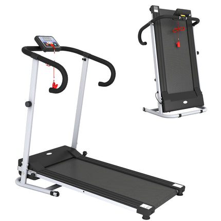 Folding Electric Treadmill 10km/h with LCD Monitor - Black