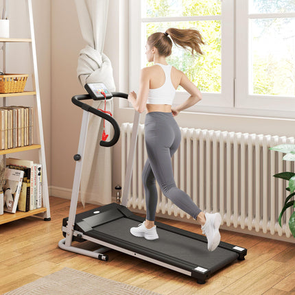 Folding Electric Treadmill 10km/h with LCD Monitor - Black