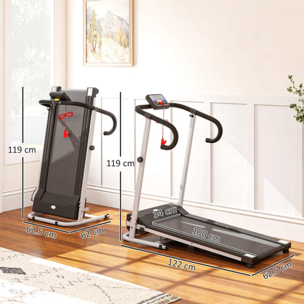 Folding Electric Treadmill 10km/h with LCD Monitor - Black