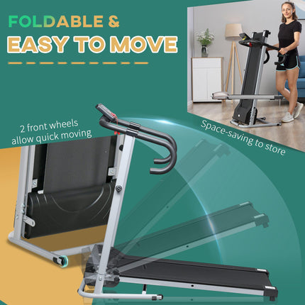 Folding Electric Treadmill 10km/h with LCD Monitor - Black