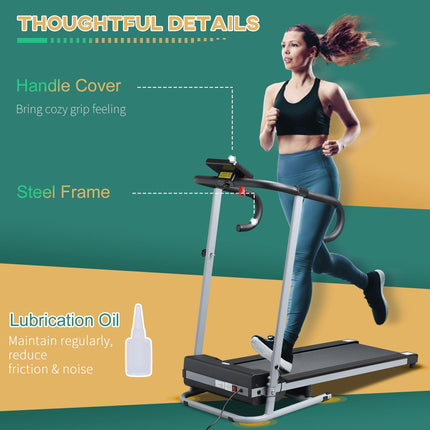 Folding Electric Treadmill 10km/h with LCD Monitor - Black
