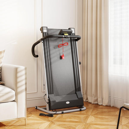 Folding Electric Treadmill 10km/h with LCD Monitor - Black