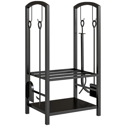 Metal Firewood Log Holder 2 Layer Firewood Rack Indoor Outdoor Fireplace Wood St