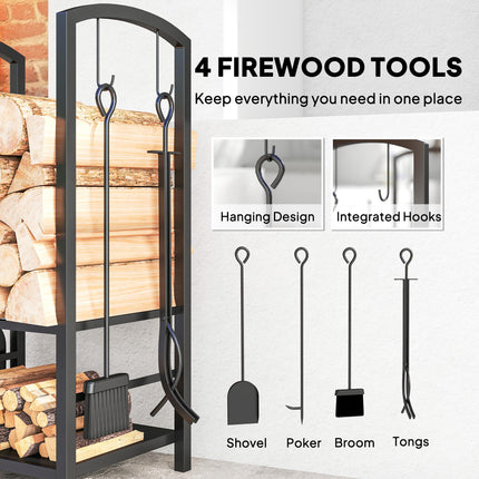 Metal Firewood Log Holder 2 Layer Firewood Rack Indoor Outdoor Fireplace Wood St