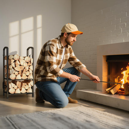 Metal Firewood Log Holder 2 Layer Firewood Rack Indoor Outdoor Fireplace Wood St