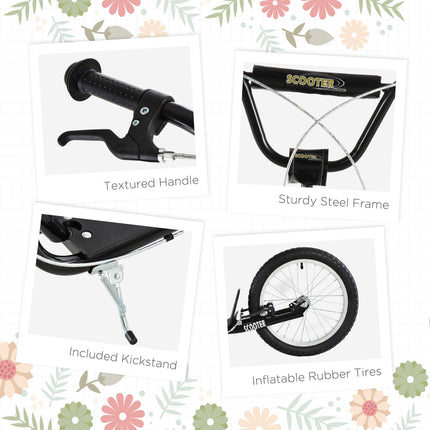 Adjustable Handlebar Kids Scooter with Dual Brakes and Anti-Slip Deck for Ages 5+ - Black