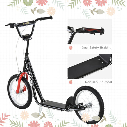 Adjustable Handlebar Kids Scooter with Dual Brakes and Anti-Slip Deck for Ages 5+ - Black