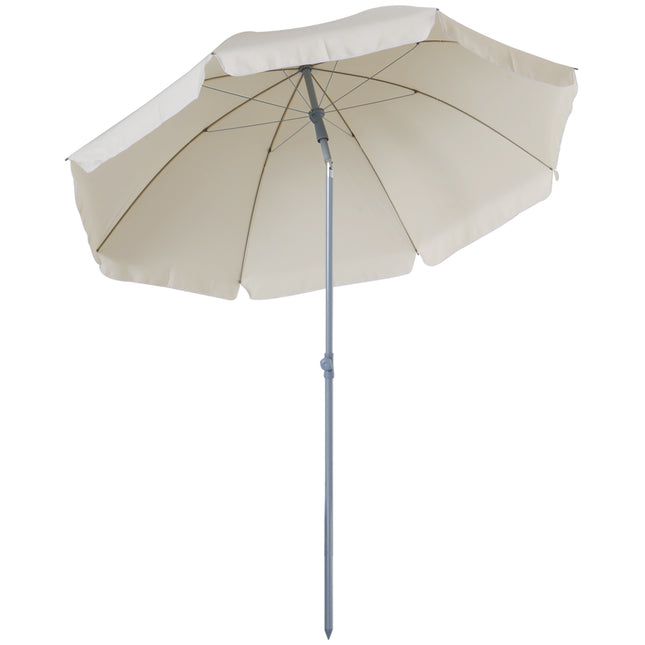 2.2 Metre Tilt Beach Umbrella with UV Protection - Cream White