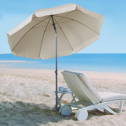 2.2 Metre Tilt Beach Umbrella with UV Protection - Cream White