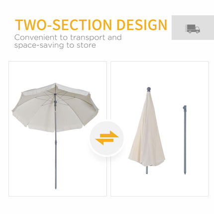 2.2 Metre Tilt Beach Umbrella with UV Protection - Cream White