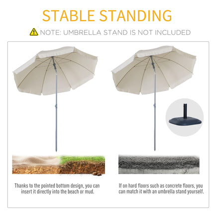2.2 Metre Tilt Beach Umbrella with UV Protection - Cream White