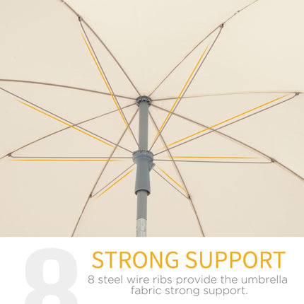 2.2 Metre Tilt Beach Umbrella with UV Protection - Cream White