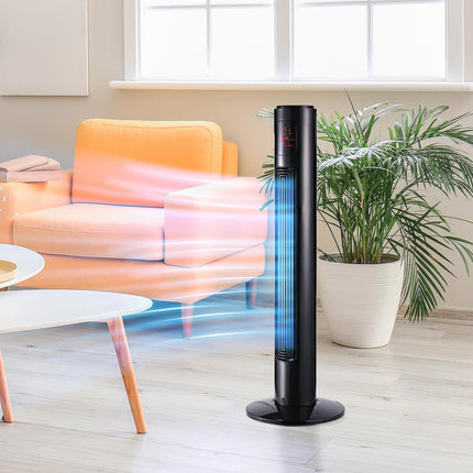 38'' Freestanding Tower Fan with 3 Speeds, 3 Modes, 12h Timer, 70° Oscillation & LED Panel - Black