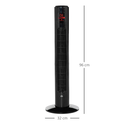 38'' Freestanding Tower Fan with 3 Speeds, 3 Modes, 12h Timer, 70° Oscillation & LED Panel - Black