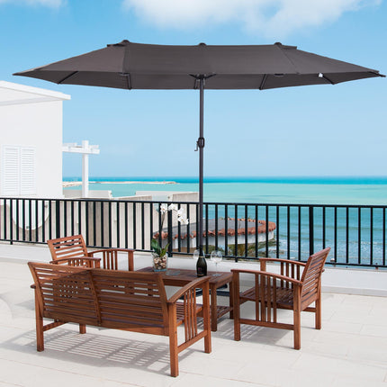 4.6m Double-Sided Garden Parasol Sun Umbrella Patio Canopy Shade - Grey