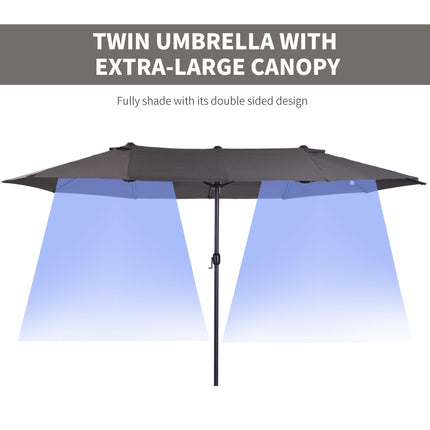 4.6m Double-Sided Garden Parasol Sun Umbrella Patio Canopy Shade - Grey