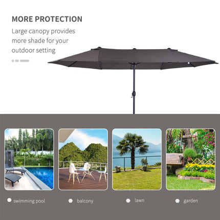4.6m Double-Sided Garden Parasol Sun Umbrella Patio Canopy Shade - Grey