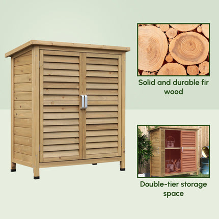 Garden Shed Wooden Garden Storage Shed 2 Door Unit Solid Fir Wood Garage Tool Or