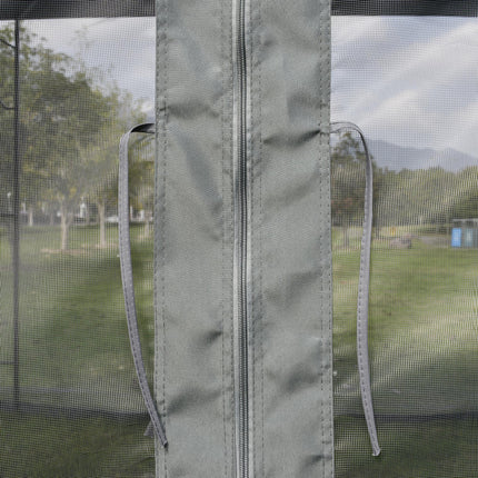 3 Metre Double Tier Garden Gazebo With Mesh Curtains - Grey