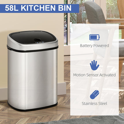 58L Sensor Bin with Infrared Motion Sensor - Stainless Steel