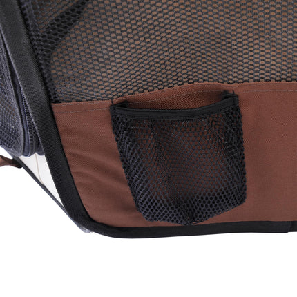 Fabric Pet Playpen for Puppy Dog Cat Rabbit Guinea Pig 90x41cm - Brown and Cream