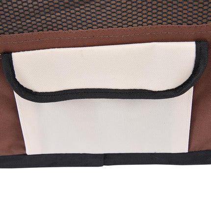 Fabric Pet Playpen for Puppy Dog Cat Rabbit Guinea Pig 90x41cm - Brown and Cream