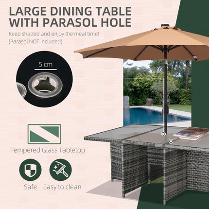 Outdoor 11pc Rattan Garden Patio Dining Set 10-Seater Cube Sofa with 6 Chairs & 4 Footrests - Mixed Grey