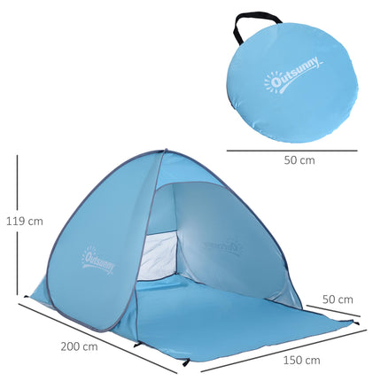 Pop Up Beach Tent for 2-3 People with UV Protection - Blue
