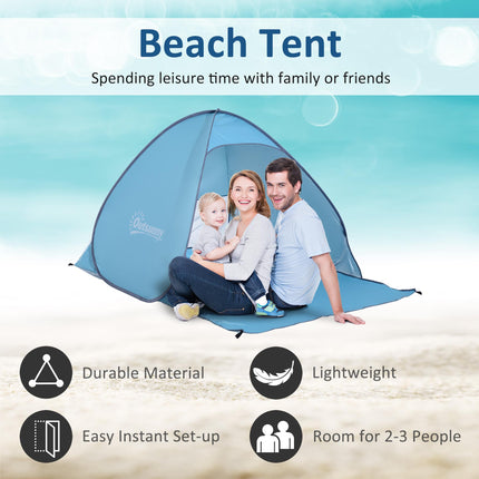 Pop Up Beach Tent for 2-3 People with UV Protection - Blue