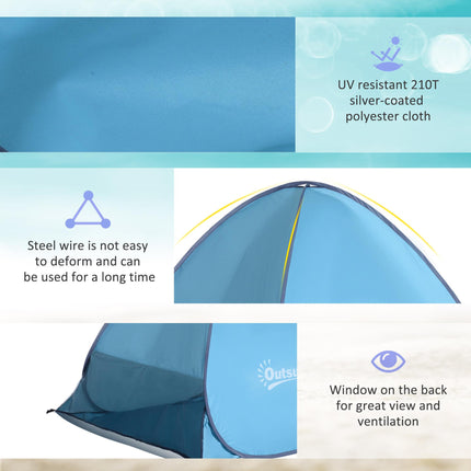 Pop Up Beach Tent for 2-3 People with UV Protection - Blue