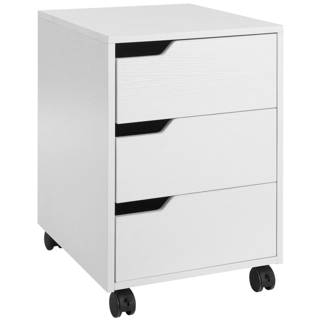 3 Drawer Mobile Vertical Filing Cabinet with Wheels for Home Office - White