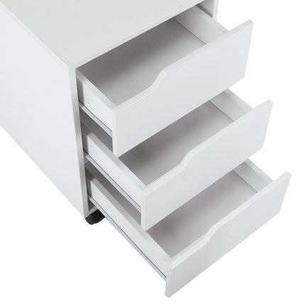 3 Drawer Mobile Vertical Filing Cabinet with Wheels for Home Office - White
