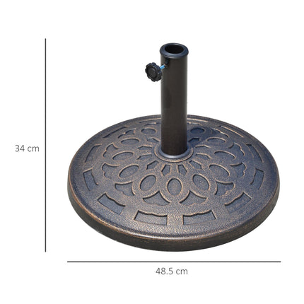 14kg Round Garden Parasol Base with Adjustable Coupler - Bronze